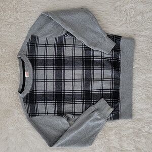 Gymboree Boys Gray/Black Plaid Front Pullover Crewneck Sweater Boys Size 7/8